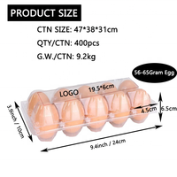 Plateau à œufs en plastique Chine avec 10 trous Empilable Bon marché Jetable Transparent Plateau d'emballage pour œufs Couvercle Plateau en plastique pour œufs