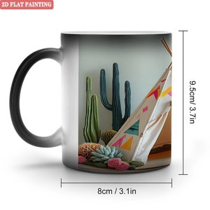 Mug souvenir pour invités de mariage, noir givré, 11 oz, céramique, tasse changeante de couleur activée par la chaleur - Product Image 1