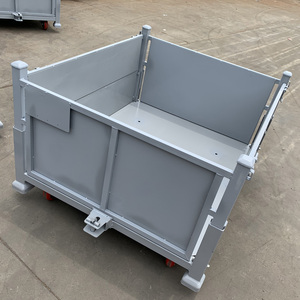 Bac de stockage pliable robuste en acier pour entrepôt, conteneur de manutention métallique à panneaux solides - Product Image 1