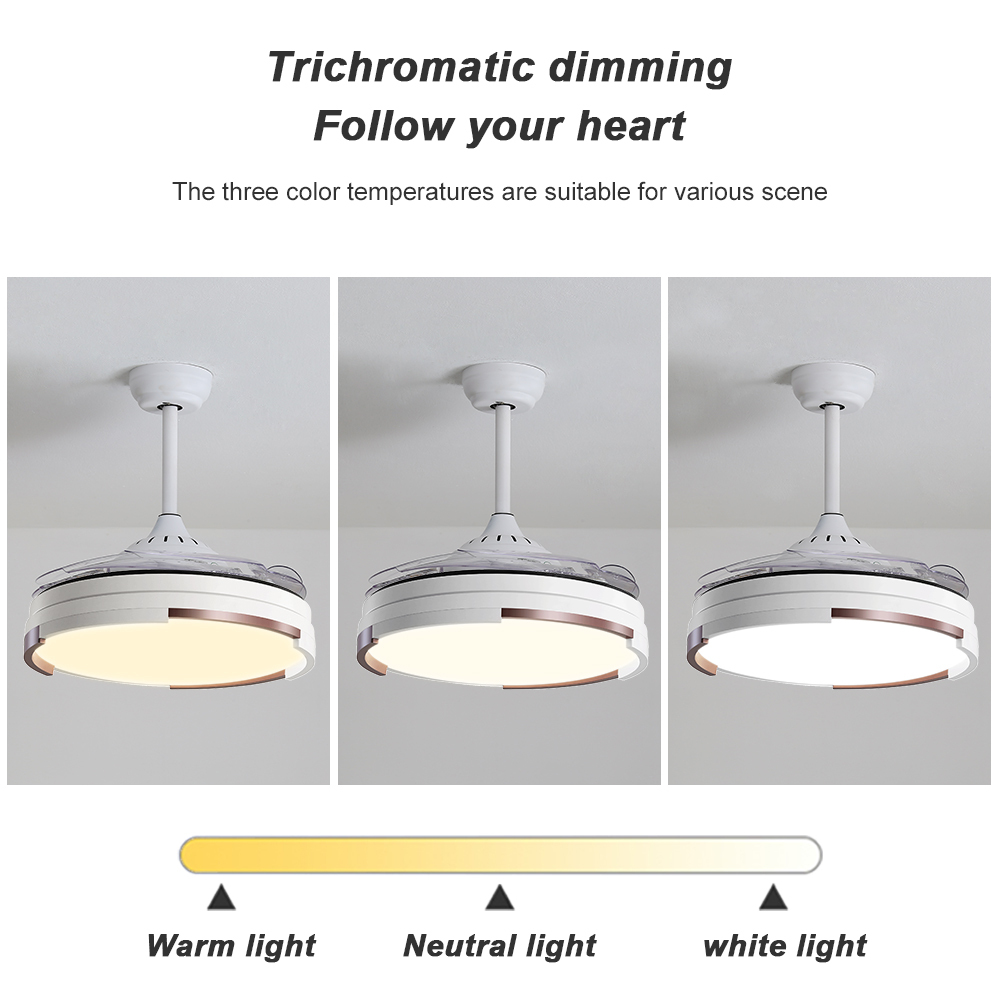 Indoor Music LED RGB LIght Retractable Electric 42 Inch 3 Abs Blades Ceiling Fan With Blue Tooth Speaker · image 5