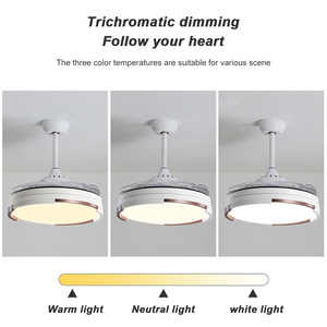 Âm nhạc trong nhà LED RGB ánh sáng có thể thu vào điện 42 inch 3 ABS Lưỡi quạt trần với loa răng Xanh - Product Image 5
