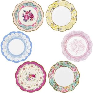 Assiettes en papier jetables rondes de 7 pouces à thème floral CMYK de qualité exceptionnelle, style moderne, très vendues pour les baby showers - Product Image 3