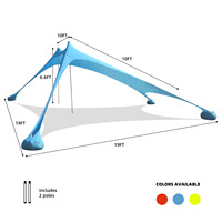 Tente de plage portable pop-up imperméable UPF50+ Protection solaire en Lycra Taille personnalisable Piquets de sol Poteaux de stabilité Extérieur