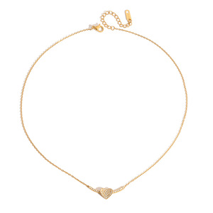 Collier en forme de cœur avec diamant, plaqué or 18 carats, pendentif en strass, chaîne de clavicule, accessoire de bijouterie pour tous les jours - Product Image 5