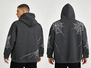 <span class=keywords><strong>Felpa</strong></span> con Cappuccio Oversize da Uomo LEDUO con Grafica Ragno, Stile Gotico Streetwear - Product Image 2