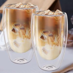 Gobelet en verre à double paroi transparent de 450 ml (15 oz) pour café, latte, cappuccino, jus, sans poignée, vente en gros - Product Image 4