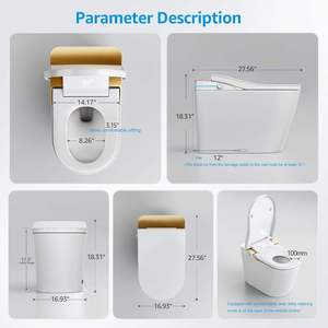 <span class=keywords><strong>WC</strong></span> intelligent monobloc avec pompe de surpression intégrée, bouton rotatif, chauffage instantané, capteur de pied, chasse d'eau automatique, bouclier anti-éclaboussures - Product Image 2
