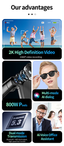 2026 AI traduction interprétation simultanée lunettes de soleil intelligentes casque portable extérieur <span class=keywords><strong>avec</strong></span> haut-parleur BT musique fait matériel PC - Product Image 5