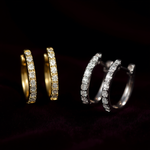 Pendientes de Aro con Diamantes E3915, Oro Amarillo, Corte Brillante Redondo, Color G, Diamantes Naturales, Clásicos para Mujer, Uso Diario - Product Image 2