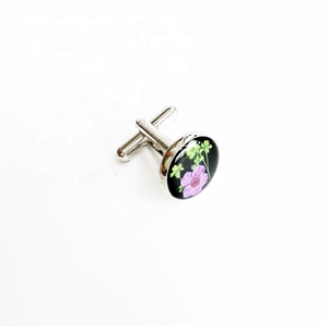 <span class=keywords><strong>Gemelos</strong></span> de flores prensadas secas reales para mujer, diseño único, resina transparente redonda personalizada, epoxi - Product Image 4