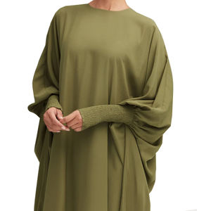 O Hals Übergröße Smocked Sleeve Kaftan Frauen Muslimische Kleidung Frauen Kleid Stil Türkei - Product Image 4