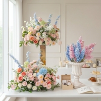 Décoration de table de mariage, centre de table en fleurs de soie, boules de fleurs artificielles, roses, pivoines, blanc, centre de table de mariage