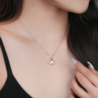 S925 Sterling Zilver Fantasy Hart Kristallen Hanger Ketting Met Zirkonia Frame Vrouwen Romantische Sieraden Cadeau Voor Haar