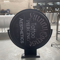 Nouvelle circulaire LED publicité Rotation ronde boîte à lumière 3D LED signe extérieur acrylique vide forme Double côtés rotatif boîte à lumière