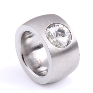 Stainless Steel Men's <b>Ring</b> 14MM Round <b>Crystal</b> Tension Setting Geometric Fashion Jewelry Gift - Product Image 1