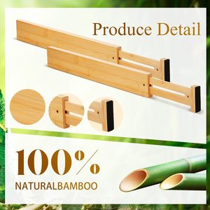 Nuovo Modello di Set di 4 Cestini Portaoggetti in Bambù, <span class=keywords><strong>Divisori</strong></span> Espandibili e Regolabili <span class=keywords><strong>per</strong></span> Cassetti, Salvaspazio <span class=keywords><strong>per</strong></span> <span class=keywords><strong>Cucina</strong></span>, Camera da Letto, Bagno, Comò - Product Image 4