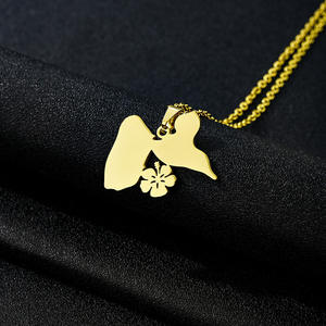 Collier simple et polyvalent en forme <span class=keywords><strong>de</strong></span> pétale <span class=keywords><strong>de</strong></span> l'île <span class=keywords><strong>de</strong></span> la <span class=keywords><strong>Guadeloupe</strong></span>, accessoire élégant en acier inoxydable pour couple unisexe - Product Image 5