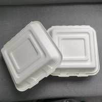 Boîte à lunch à 3 compartiments, 8 pouces, 9 pouces, boîte à lunch biodégradable en bagasse de canne à sucre, vaisselle, contenants alimentaires