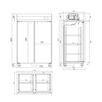 Congélateur commercial à double porte, en acier inoxydable, compatible GN2/1, refroidissement par ventilateur, réfrigérateur HoReCa EUF-2D XINYA