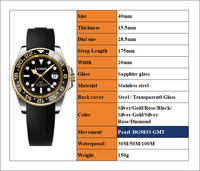 Montre de sport de luxe personnalisée avec logo, Premium, pour l'extérieur, Pearl DG5833 GMT automatique, classique, étanche, dorée, pour homme