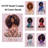 Adesivi UV DTF A5 per Quaderni con Stampa Vivace 'Fashion Black Girls Empowerment', Pronti da Applicare, Forte Adesione, per Copertine di Diari