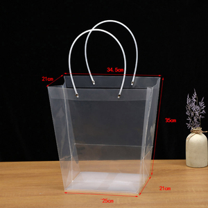 Customized Transparent <strong>Trapezoid</strong> PP <strong>Bag</strong> Plastic Clear Flower Packing <strong>Bag</strong> With Handle - Product Image 4