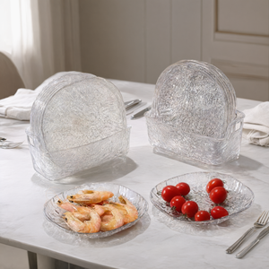 Reusable <b>Plastic</b> Bone Plate Glitter Pattern Spit Bite Dish Fruit Snack <b>Tray</b> Dining Tableware - Product Image 2