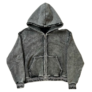 Sweat-shirt à capuche oversize pour homme en molleton bouclette 100% coton délavé, anti-boulochage, couleur unie, manches classiques, style automne - Product Image 1