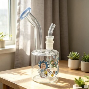 Pipa de Vidrio para Fumar Rick y Morty, Redonda, Manual, Accesorio para Fumar, Estilo Moderno, Transparente, con Diseño de Dibujos Animados - Product Image 3