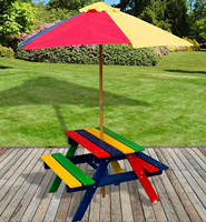 Ensemble de table de pique-nique en bois pour enfant mignon coloré extérieur cour jardin fête jeu de rôle heure du thé assemblé