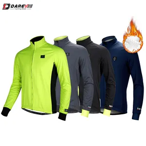 Darevie Winter Jacket Woman Man Softshell Thermal Windproof Cycling Bike Jacket OEM ODM Sport Stand Fleece Jacket Print Pattern