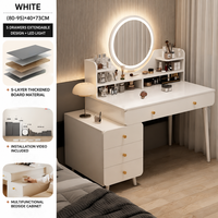 Ensemble de coiffeuse moderne en bois avec miroir éclairé et tabouret, commode de chambre d'hôtel avec tiroirs, fabricant OEM ODM