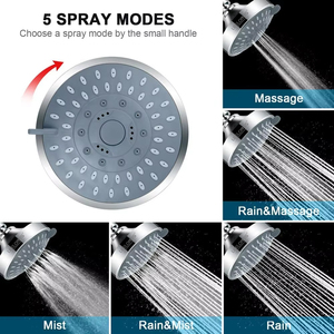 Pommeau de Douche Fixe Haute Pression Effet Pluie 5 Jets Luxe, Même à Faible Débit d'Eau (4 Pouces Chrome) - Ventes Flash - Product Image 2