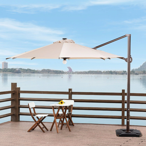 Luz Solar para exteriores, paraguas redondo de 11 pies, de aluminio, con ventilación de viento, para Patio - Product Image 6