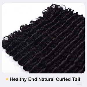 Extensions de cheveux humains bouclés Deep <span class=keywords><strong>Wave</strong></span> Feather Crochet Bundles 1b, 100g, invisibles, pré-séparées, sans nœuds, pour femmes noires vietnamiennes - Product Image 4