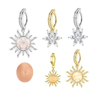 Anneau de nombril Clicker pour femme en acier chirurgical, zircon, tournesol, papillon, bijou de piercing de nombril, faux piercing de nombril 2026