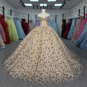 Robe de bal de princesse plissée avec appliques florales en cristal et perles multiples Dy6925-1 pour Quinceañera, soirée de gala, Sweet 16 - Product Image 6