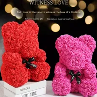 Ours en rose de 40 cm, fleur éternelle, cadeau de la Saint-Valentin, anniversaire, fleur artificielle, fleurs conservées, modèle d'ours en mousse, 3D, fait à la main