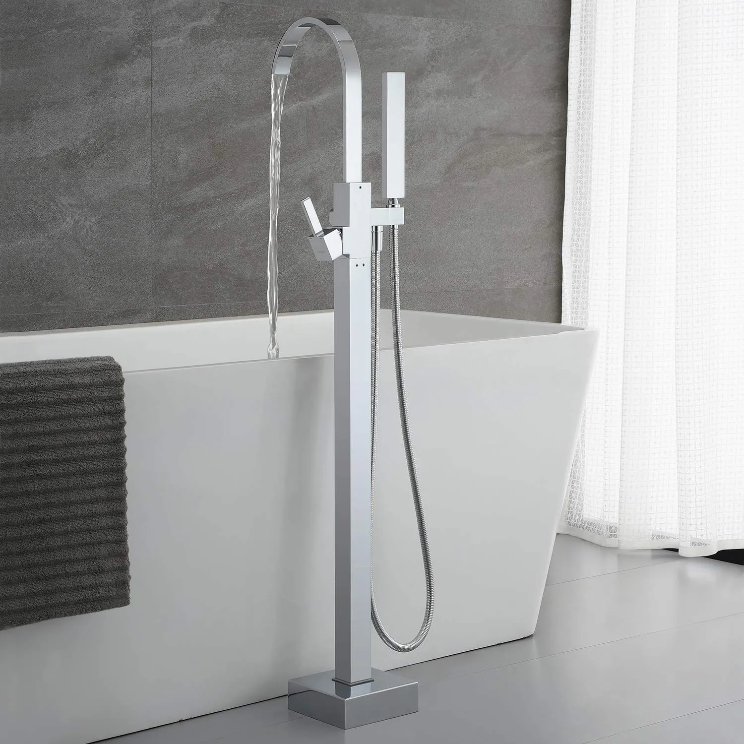 European style floor free standing bath tub mixer high quality brass bath shower faucet