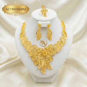 Nigerian Statement <b>Necklace</b> Earrings, <b>Ring</b> Wedding jewelry sets and earrings Fashion Jewelry online Design - Product Image 1