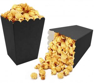 Caja de Palomitas de Maíz Desechable Biodegradable Negra de Papel Kraft de Pared Simple de Alta Calidad para Fiestas y Noches de Cine - Product Image 1