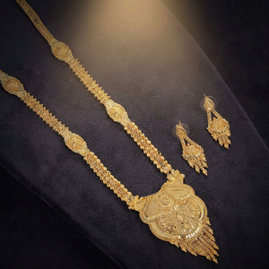 Wholesale Indian 14K 18K 24K Gold Plated Micro Forming Long Necklaces, Traditional Design Jewelry Set, Brass Gold Filled Jewelry - Product Image 4