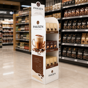 Coffee Pack Display Cardboard Floor <b>Stand</b>, Tool-Free Assembly For Premium Coffee Boxes, Hypermarket In-store Promotion Use - Product Image 2