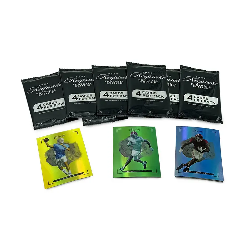 Bayaya Cartão esportivo para impressão de 4 cartões de futebol por pacote de reforço Cartão esportivo holográfico PET grosso à prova d'água