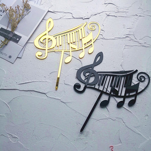 ท็อปเปอร์เค้กอะคริลิค รูปน้ำผึ้งและความหวาน ลายโน้ตดนตรี สีทองดำ ของตกแต่งเค้ก อุปกรณ์จัดงานปาร์ตี้ - Product Image 2