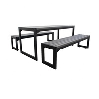Table de pique-nique rectangulaire en bois composite recyclé avec une seule banquette, ensemble de table et bancs de pique-nique en bois composite