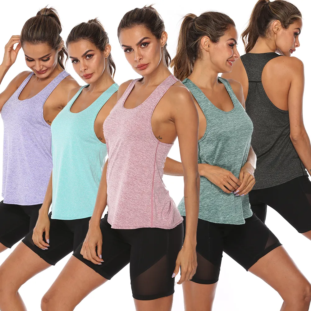 Women Active Wear Breathable Loose Tank Top Running Exercise Quick Drying Workout Yoga Tank Top