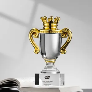 Troféu De Vidro De Cristal De Alta Qualidade K9 Basketball League Champion Award Crown Crafts Trophy