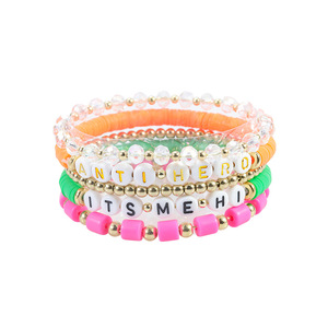 BP1020 Empilage Inspirant pour Bracelet Coloré Arc-En-Ciel Polymère Argile Disque <span class=keywords><strong>Heishi</strong></span> Perlé Lettres Initiales Mignonnes Lettres Initiales - Product Image 3