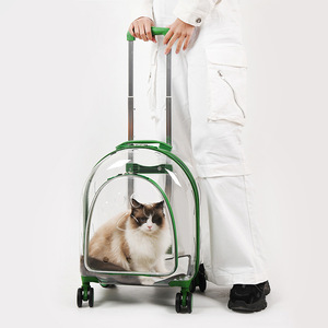 Pet Rolling <b>Suitcase</b> Transparent Semi Circle PVC Soft Sided Carrier For Dog Cat Travel One Size - Product Image 4